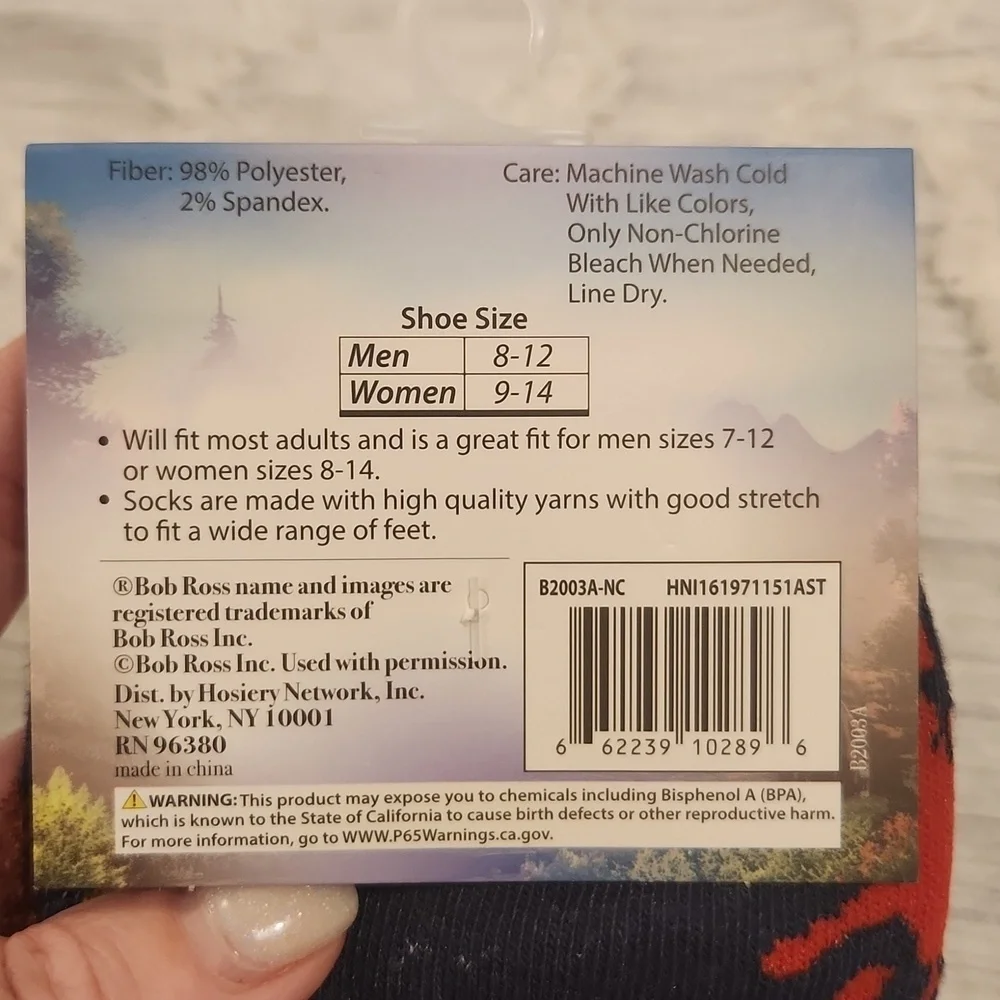 The joy of painting unisex Bob Ross crew socks, new with tags!